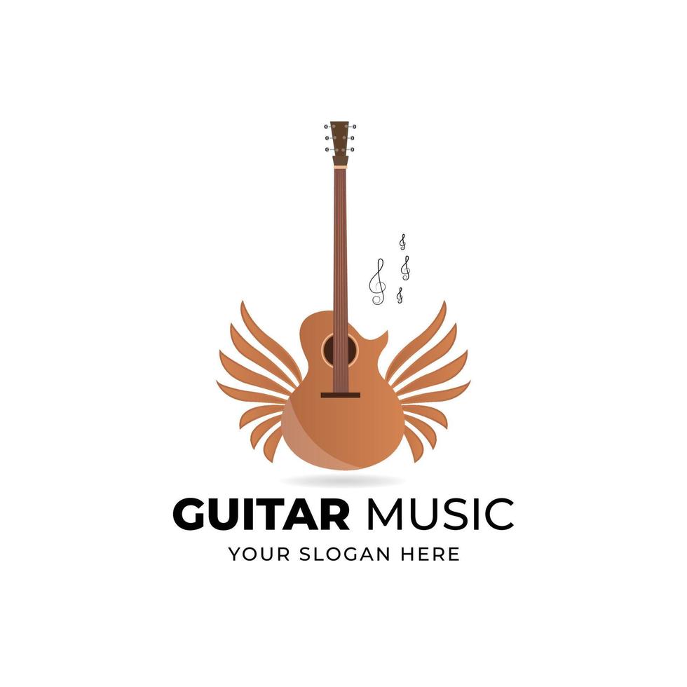 Guitar music logo vector design on white background