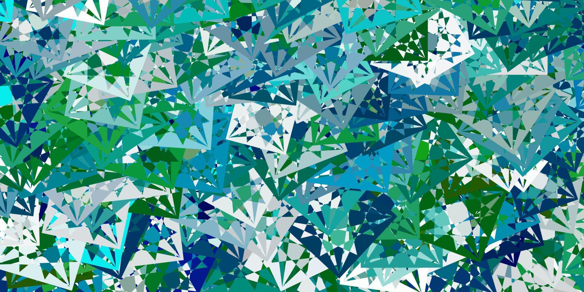 Fondo de vector azul claro, verde con triángulos.