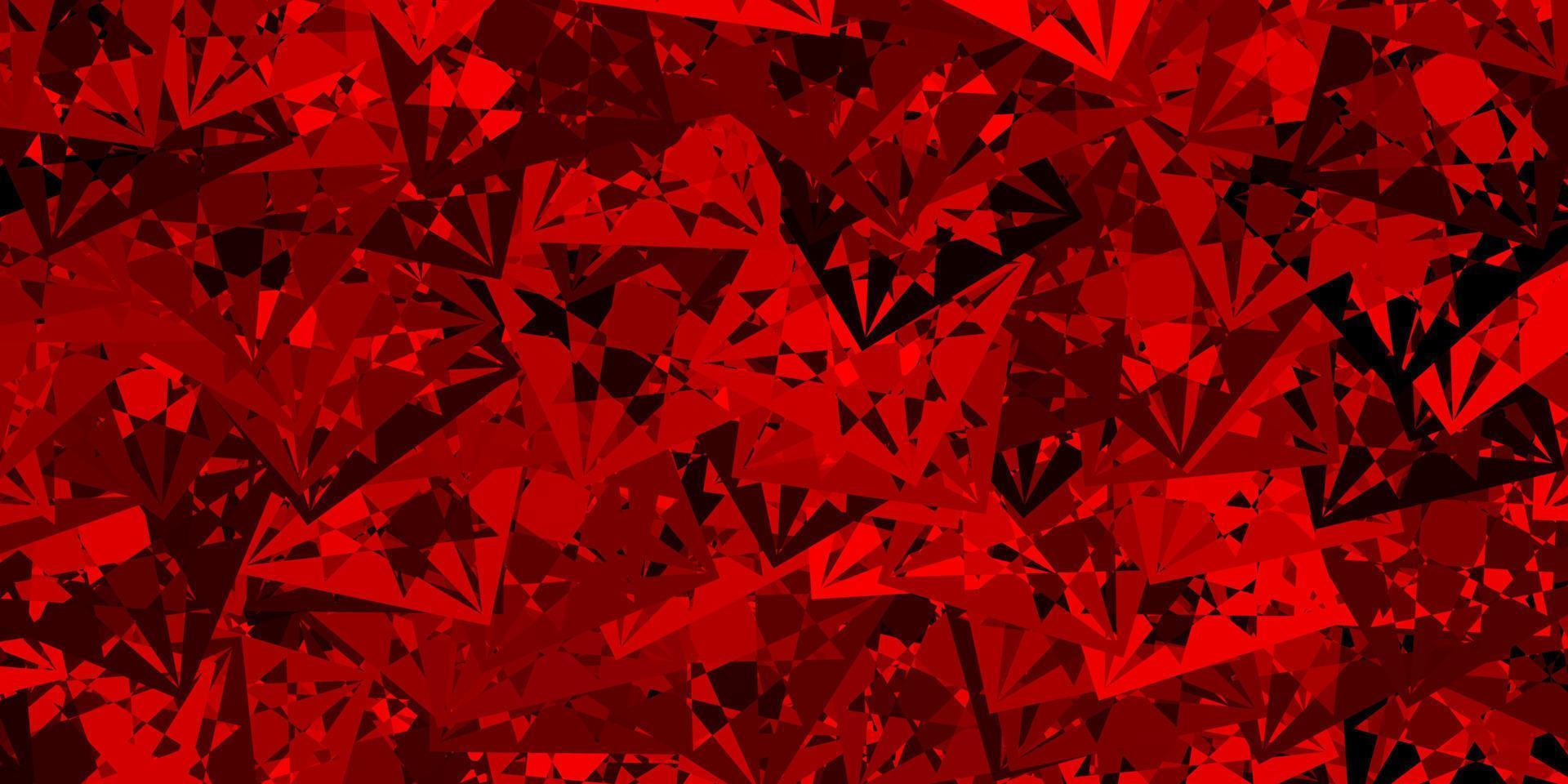 plantilla de vector rojo, amarillo claro con formas triangulares.