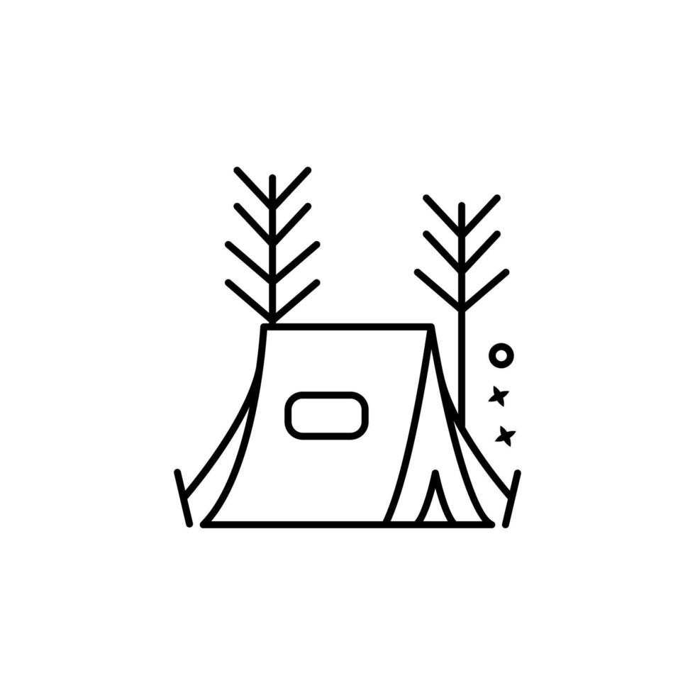 Tent forest tree vector icon