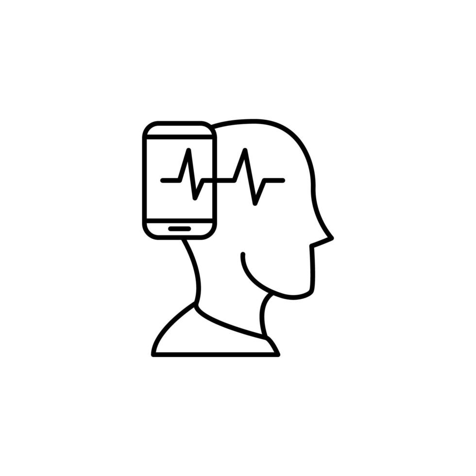 Man, smartphone, pulse vector icon