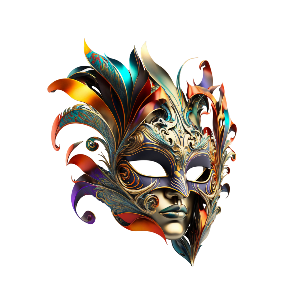 3d Watercolor Golden Barazil Carnival Mask png