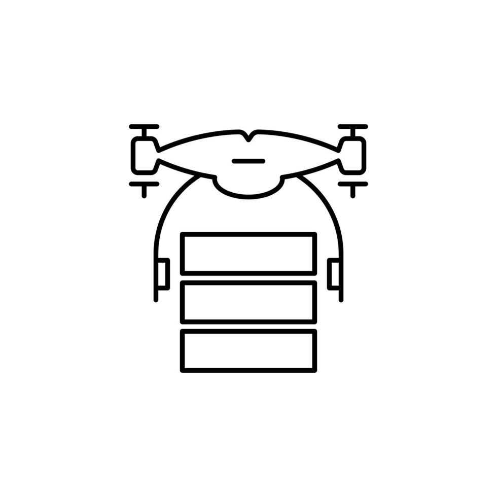 drone with parcel field outline vector icon