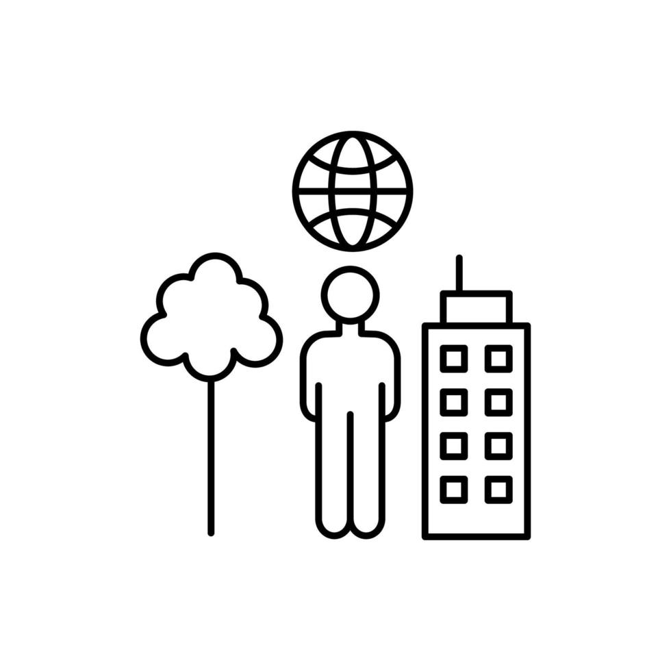 Environment city man globe vector icon