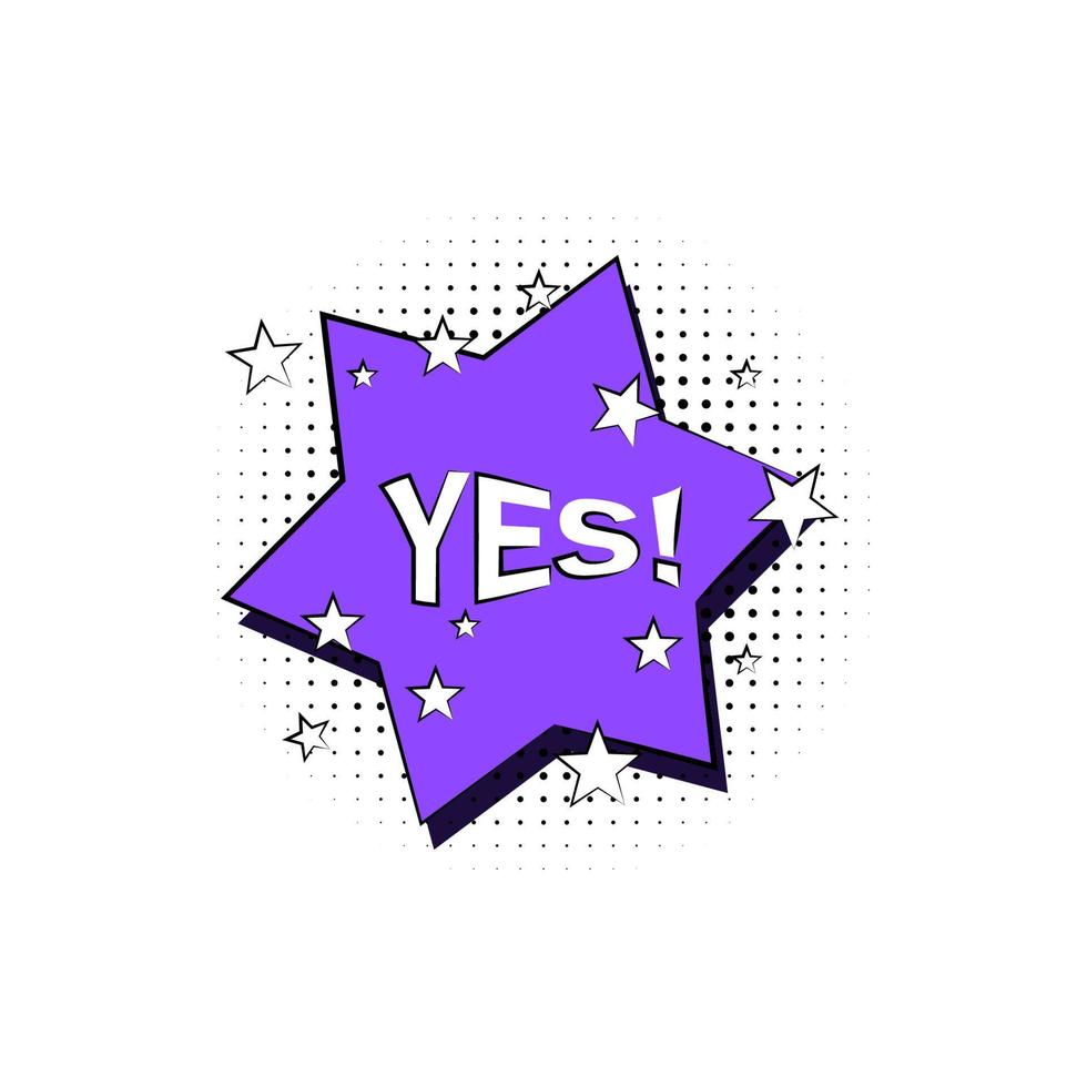 pop art YES bobble color vector icon