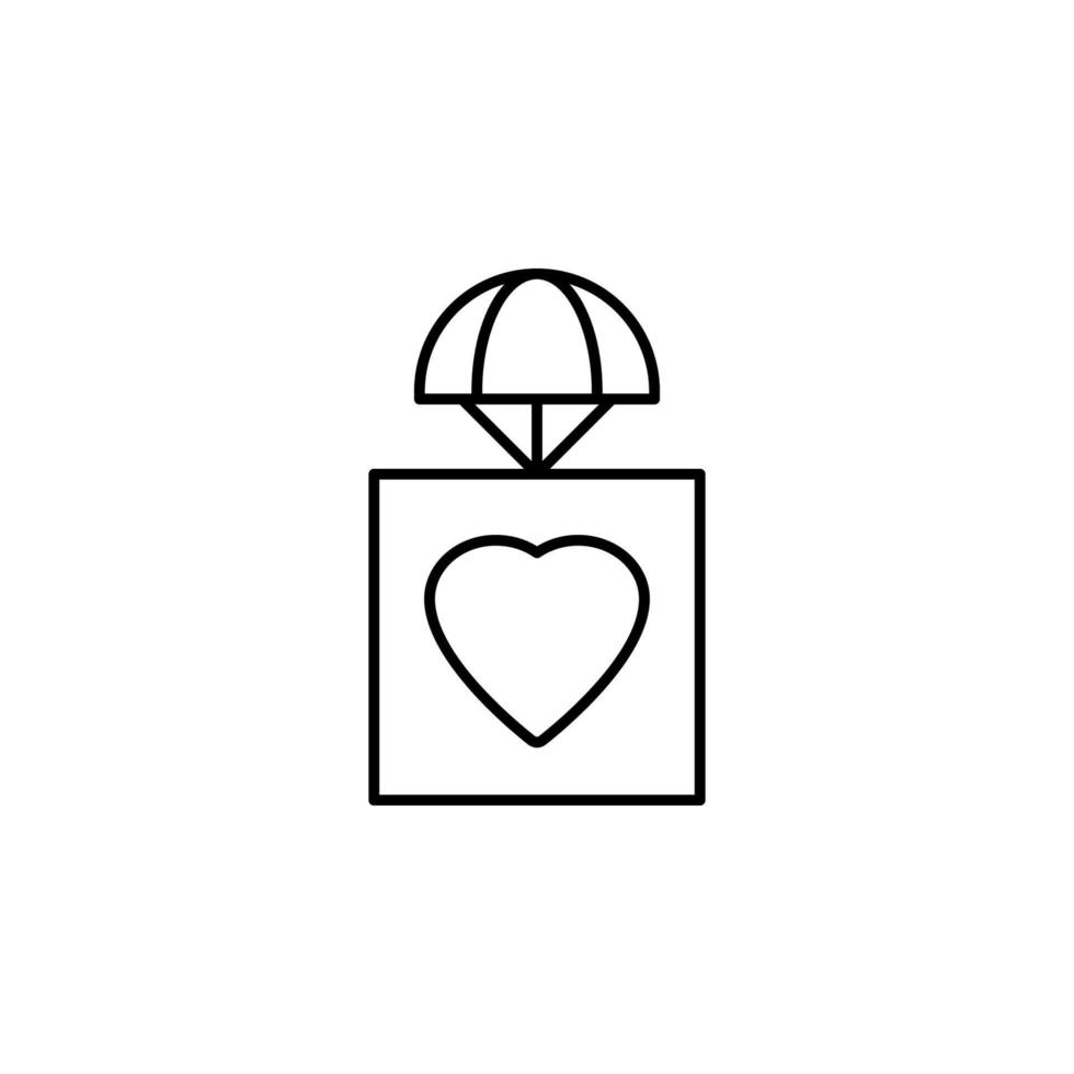 a parcel with a heart field outline vector icon