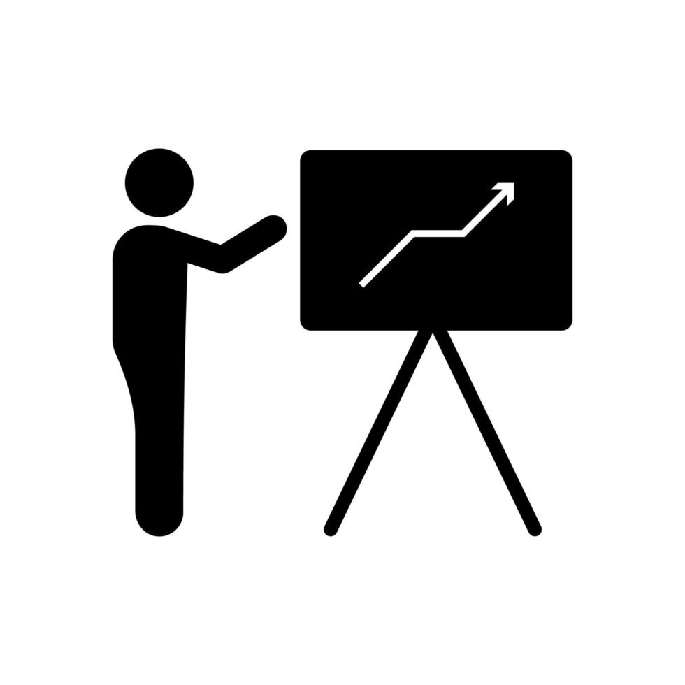 Businessman training explain vector icon