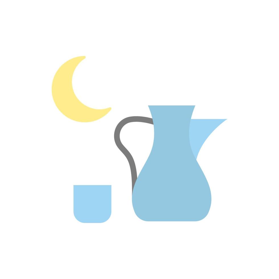 Sparrow water moon Ramadan vector icon