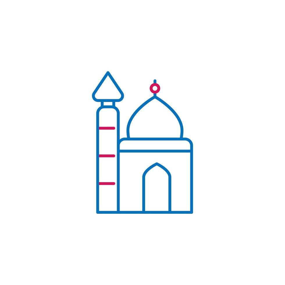 Islam, small mosque 2 colored line vector icon
