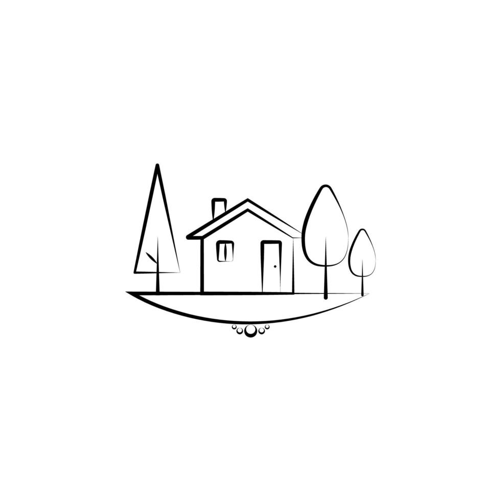 tree and home vector icon