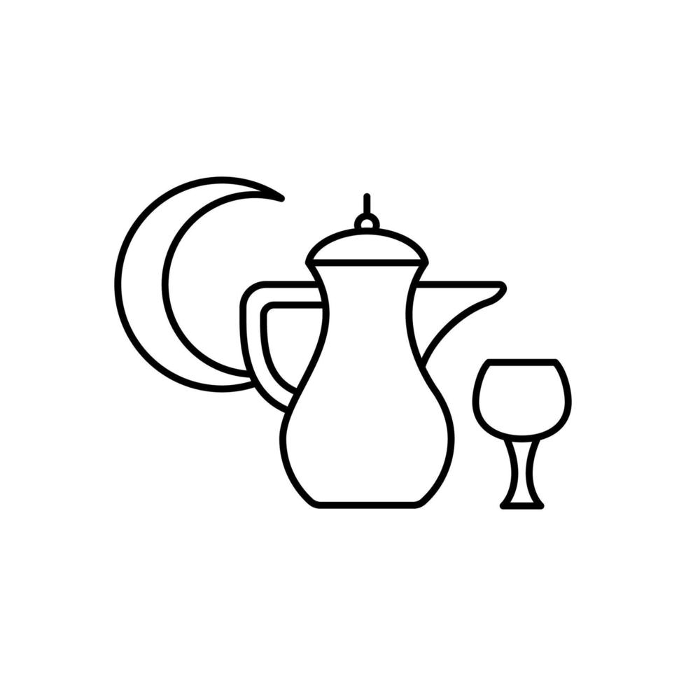 Islamic Ramadan table, carafe vector icon