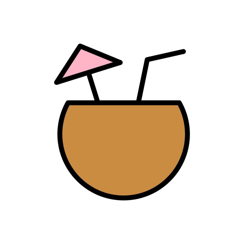 Coconut, cocktail vector icon