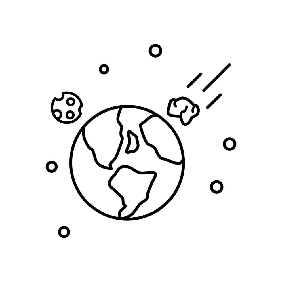 Asteroid toward earth vector icon