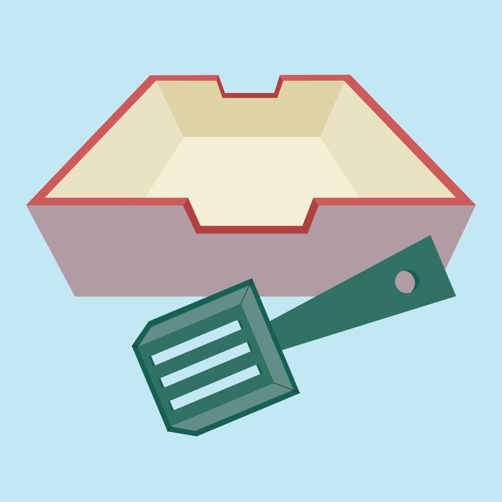 A set of elements for animals, cats, dogs, a cat  litter, toilet, a shovel for cleaning. vector