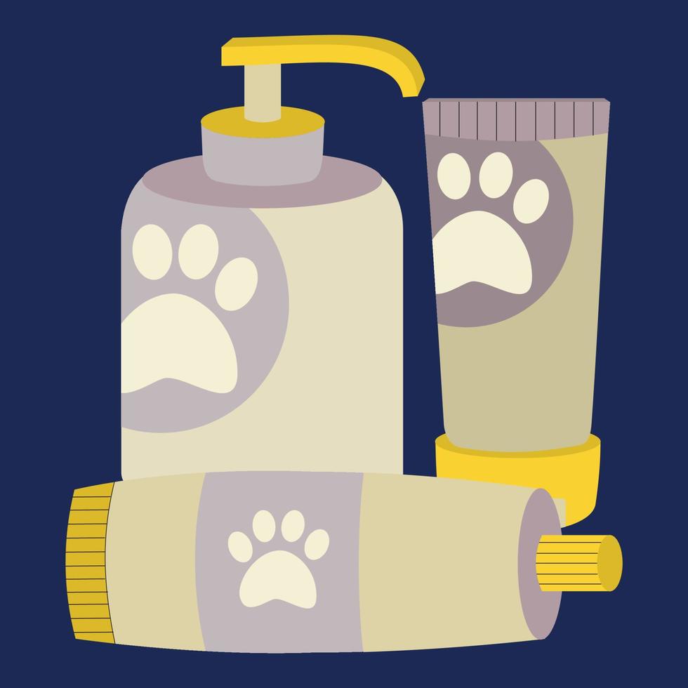 Set of elements for animals, cats, dogs, shampoos. vector