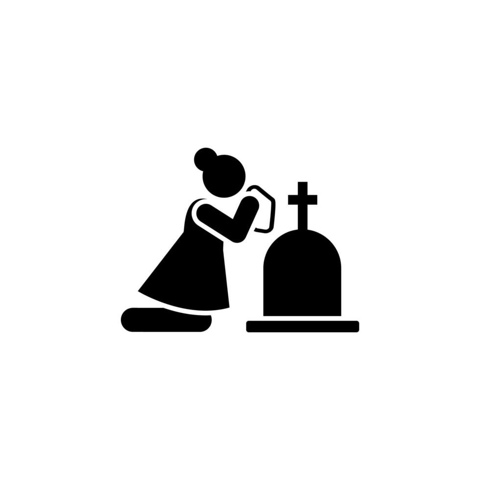 Woman funeral widow dead vector icon