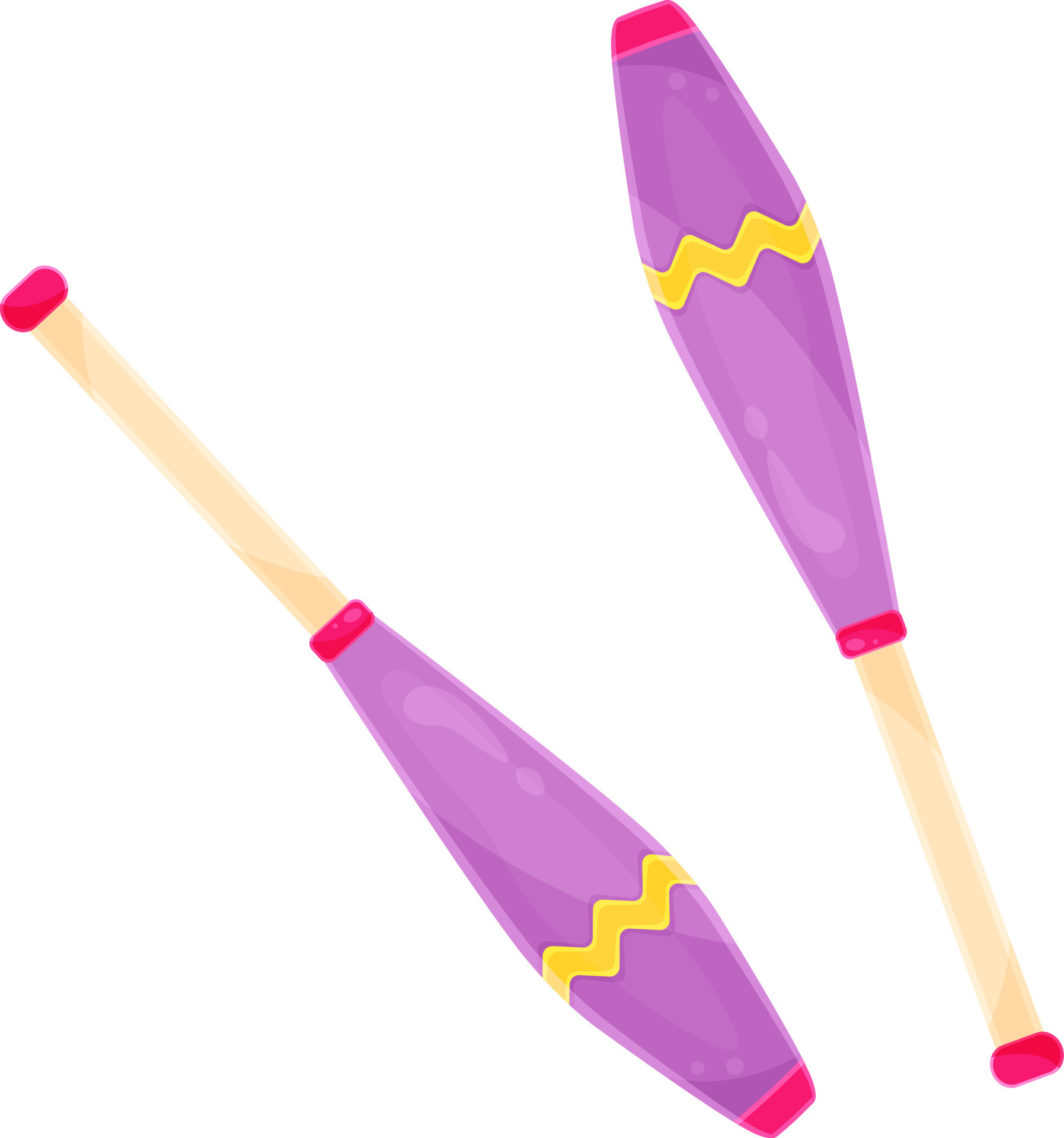 bright vector illustration of juggling clubs, circus accessories