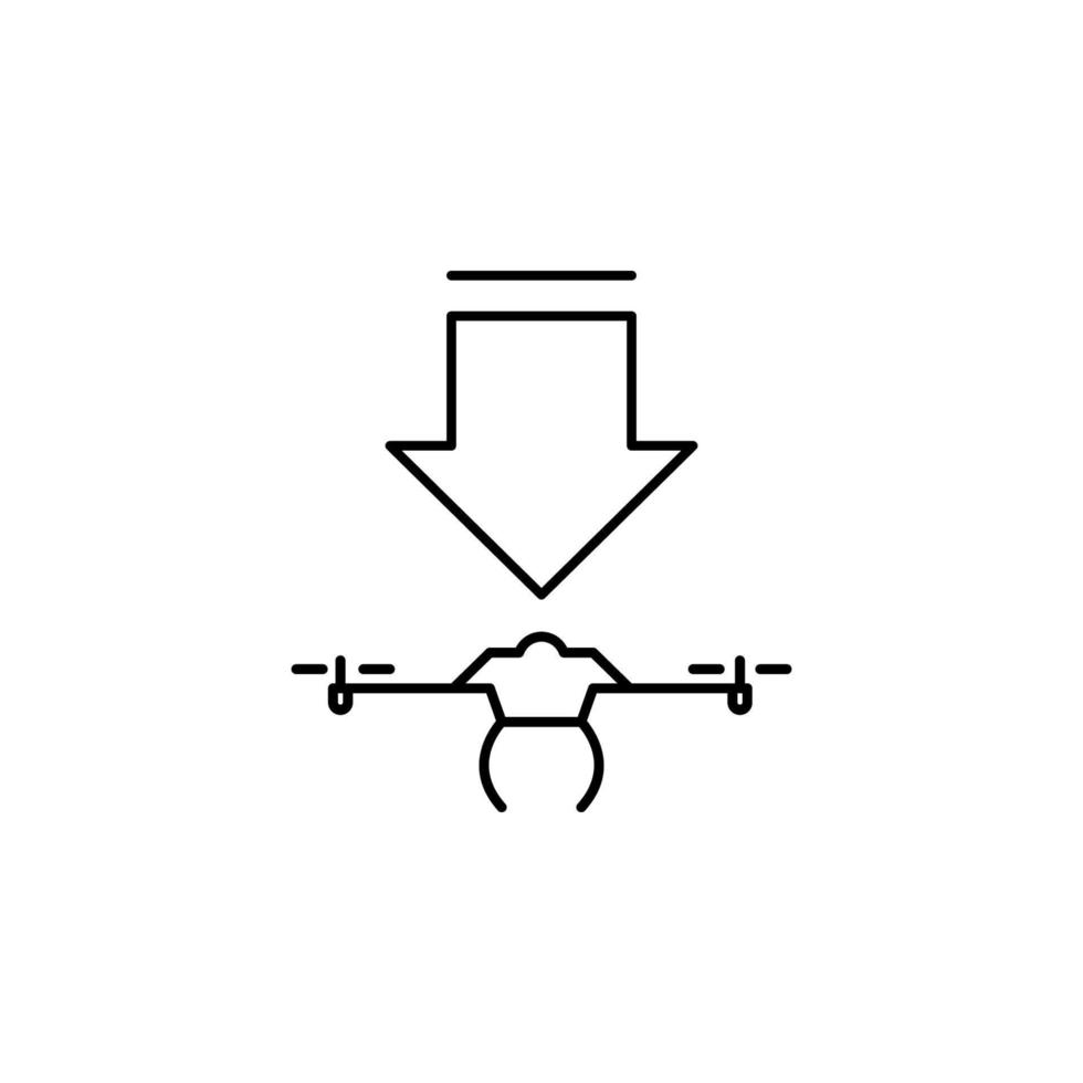 the drone descends field outline vector icon