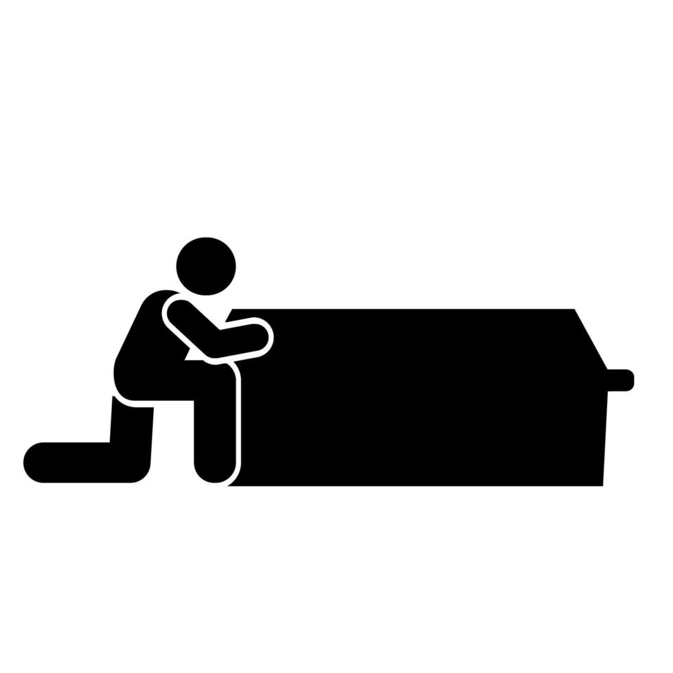 hombre muerto ataúd funeral tumba vector icono