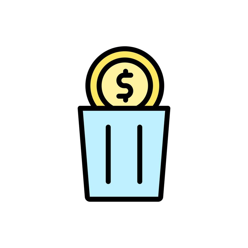 trash can coin dollar vector icon