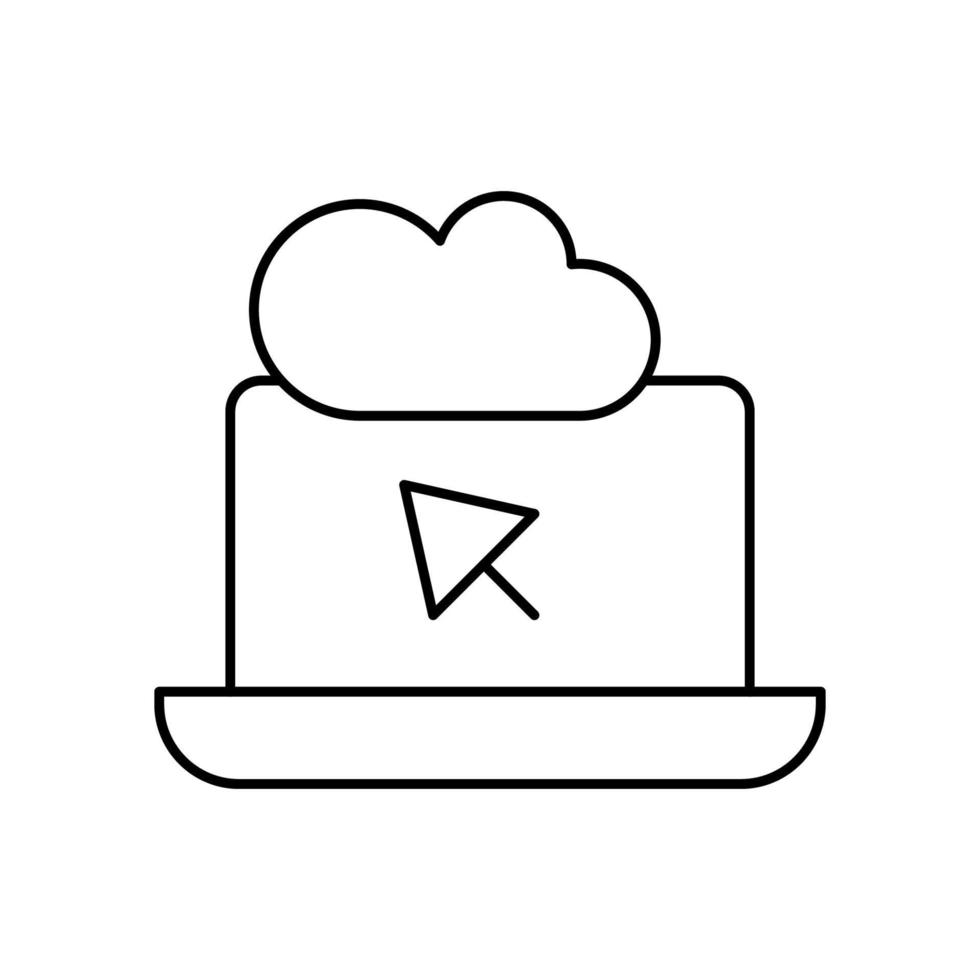 Laptop, cloud, click, SEO vector icon