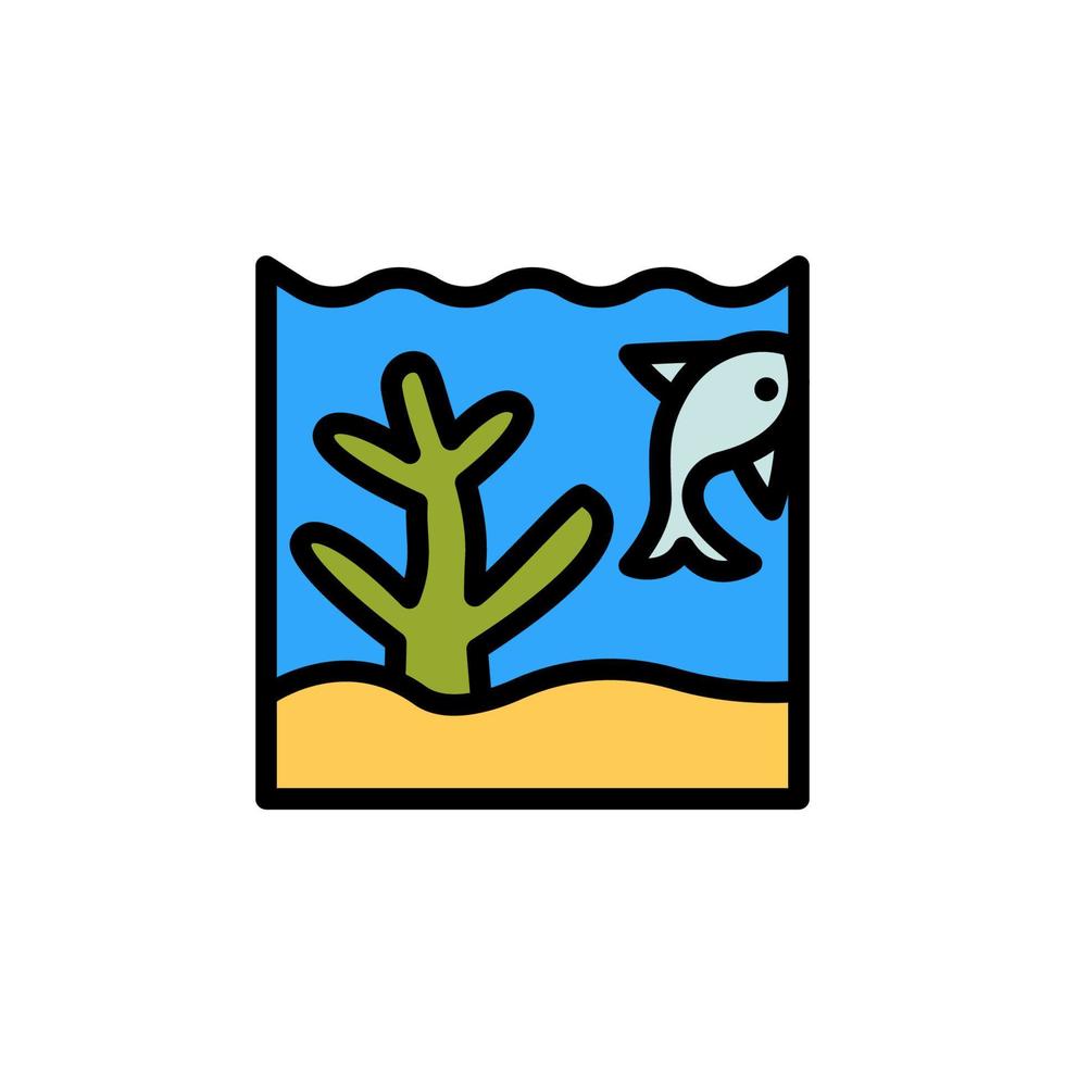 Coral, fish, ocean vector icon