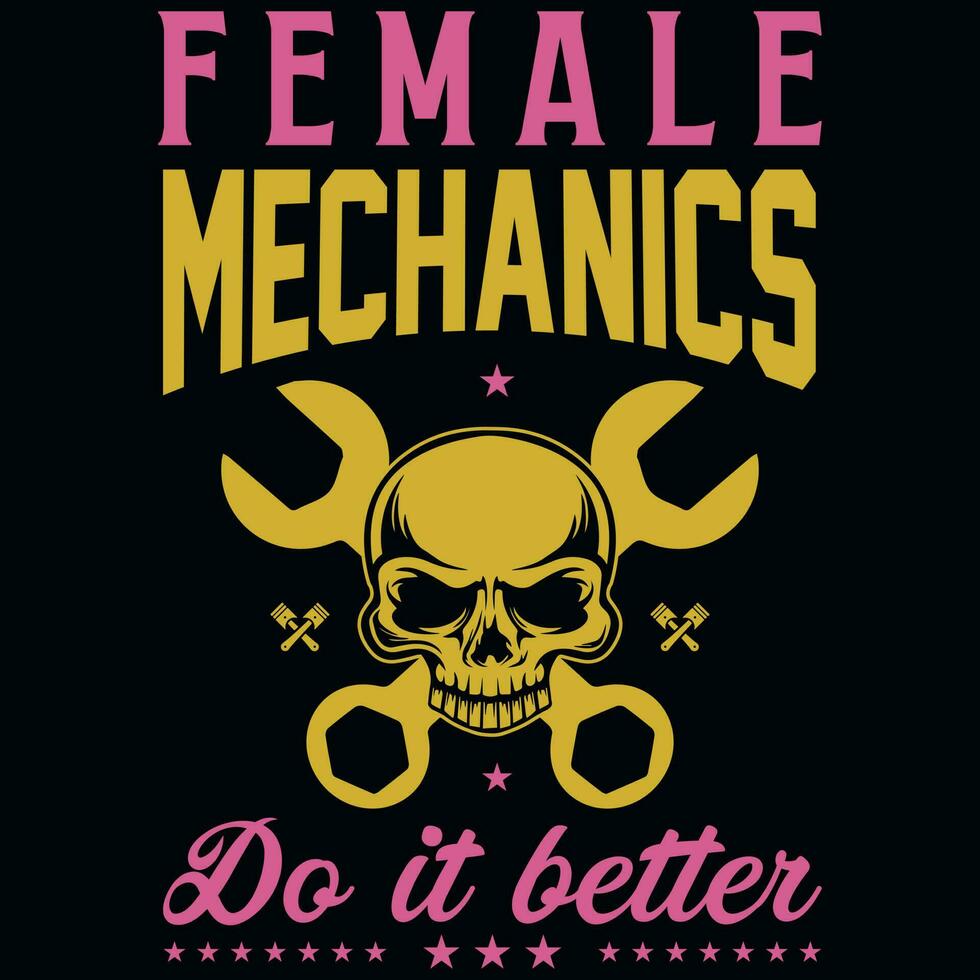 Female mechanics tshirt design vector