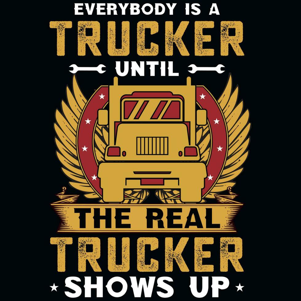 Trucker graphics tshirt design vector