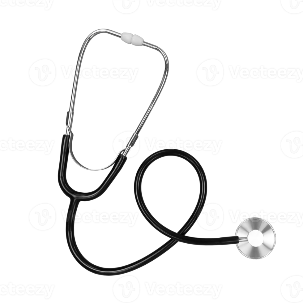 Black stethoscope isolated on transparent background. Stock photo png