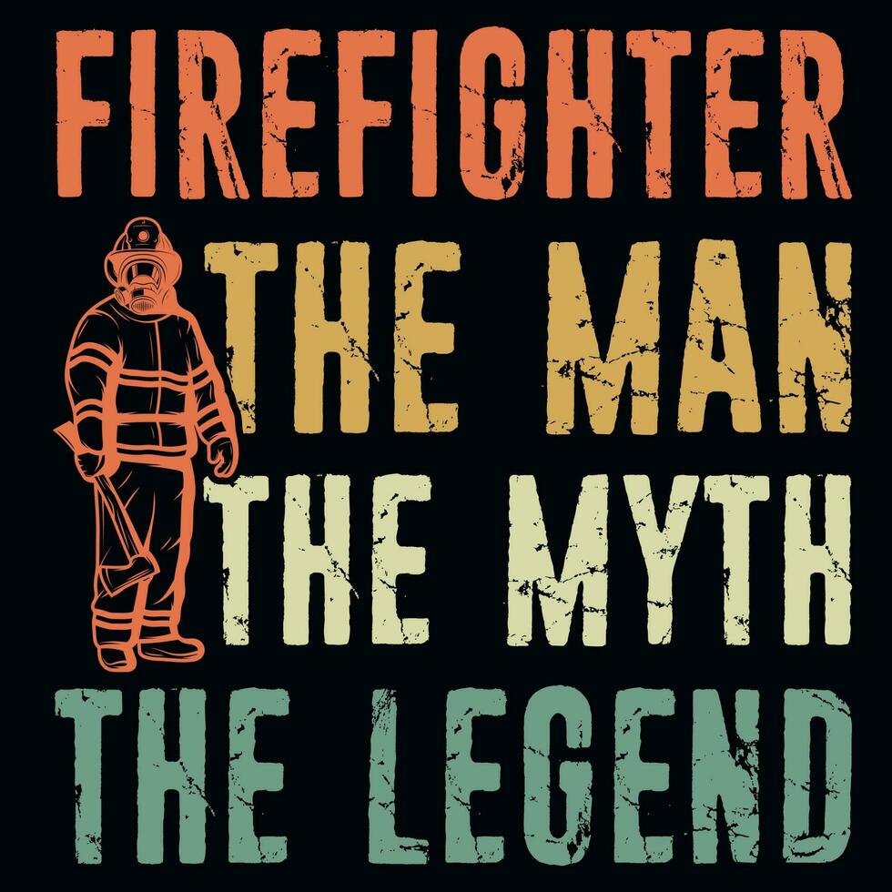 Firefighter typography graphics tshirt design vector