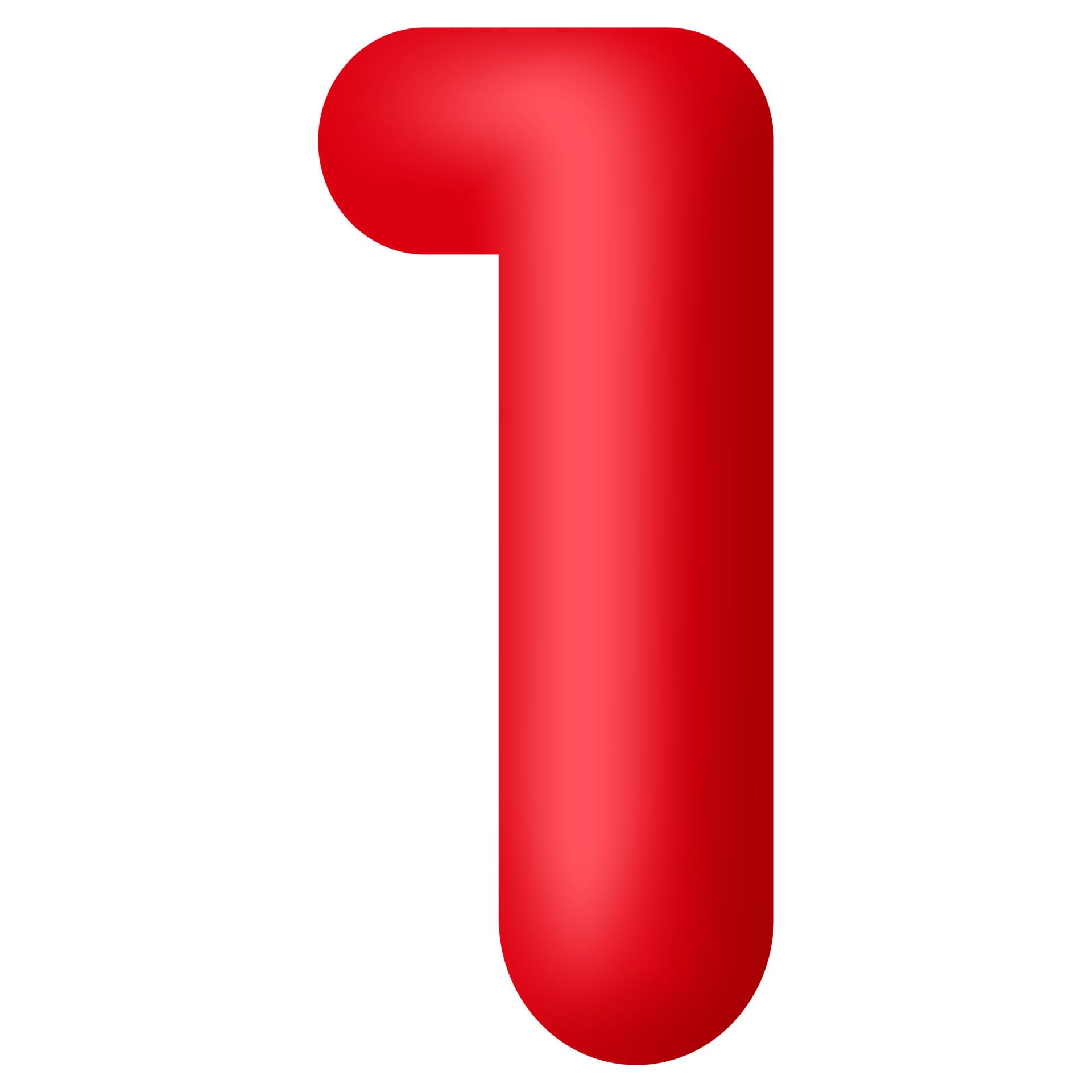 Red 3d number one isolated on transparent background. Decorative
