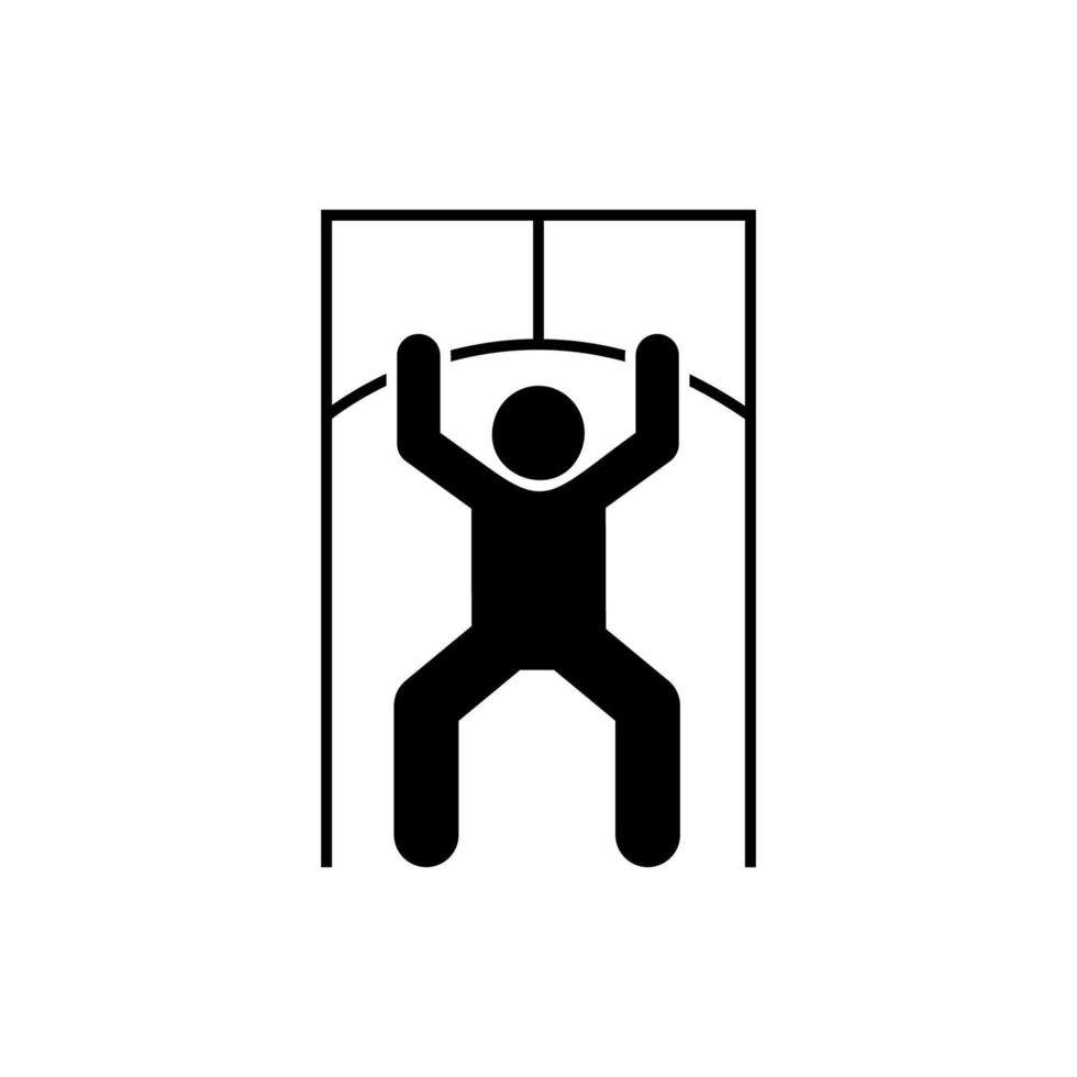 Man lat pulldown gym with arrow pictogram vector icon