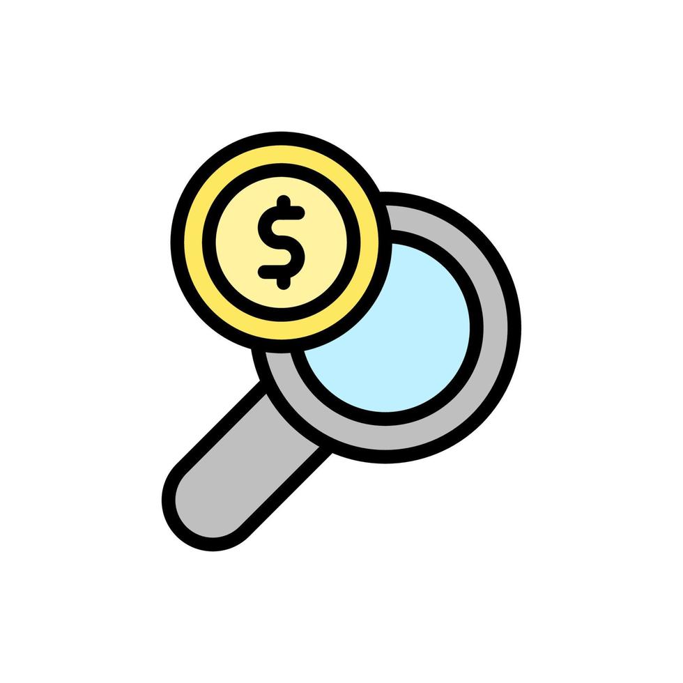 Magnifying glass and gold coin 27428240 Vector Art at Vecteezy