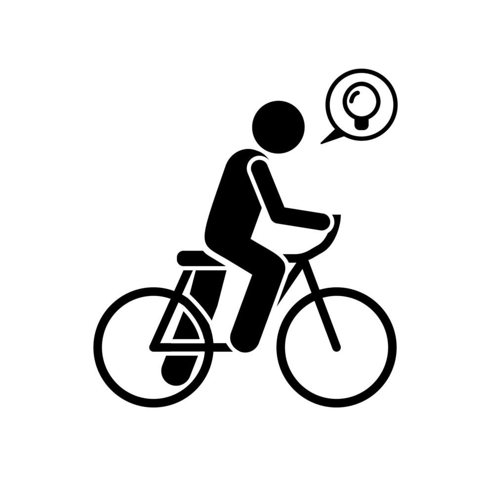 Man have idea on bicycle vector icon