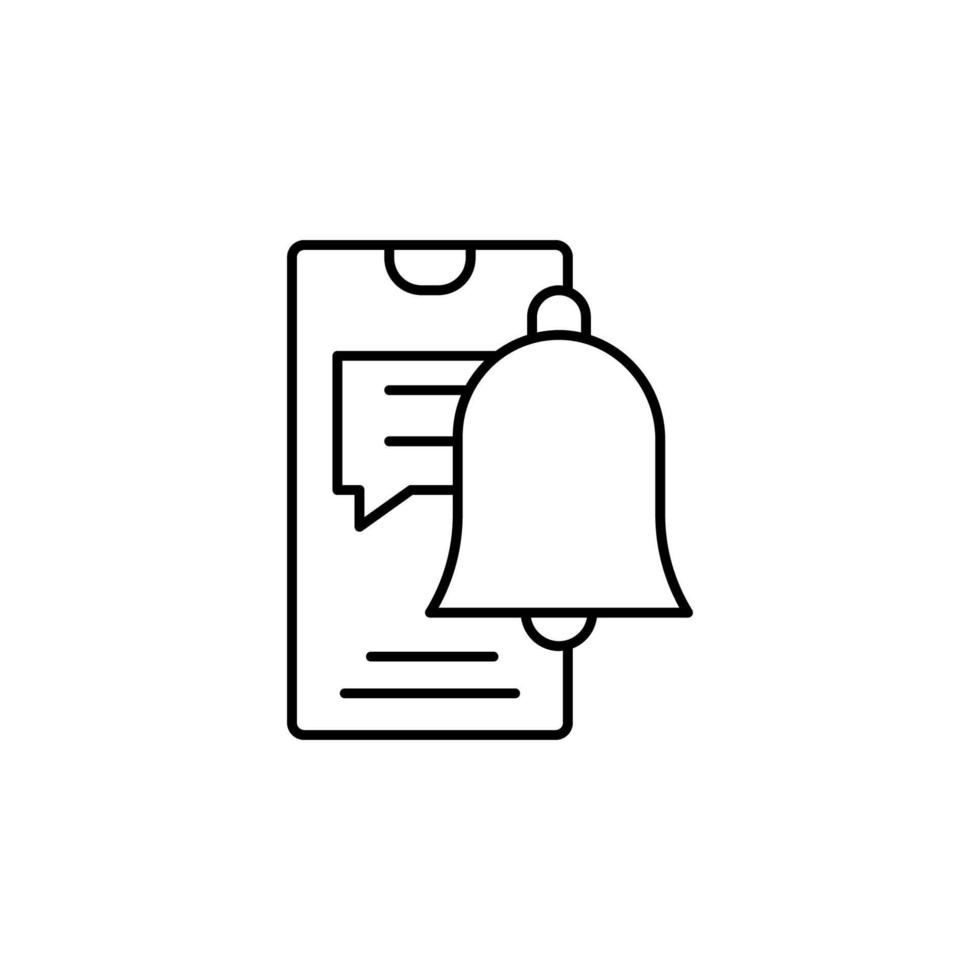 Smartphone bell notification vector icon