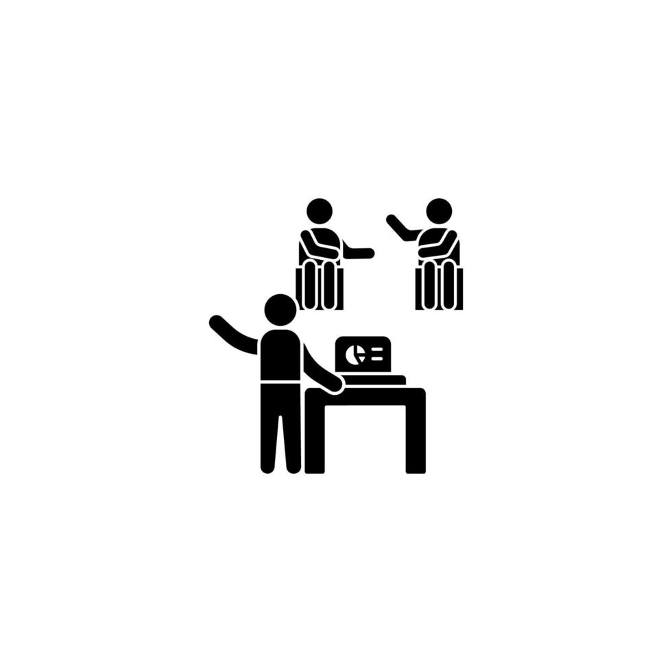 Desk laptop trainer chart vector icon