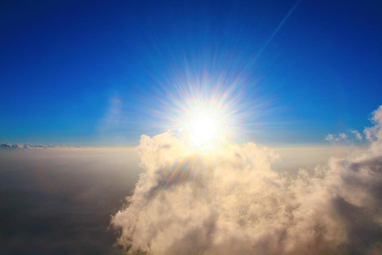 Golden light with sunrise in morning on the sky and cloud .Fog cover the jungle hill in Thailand photo