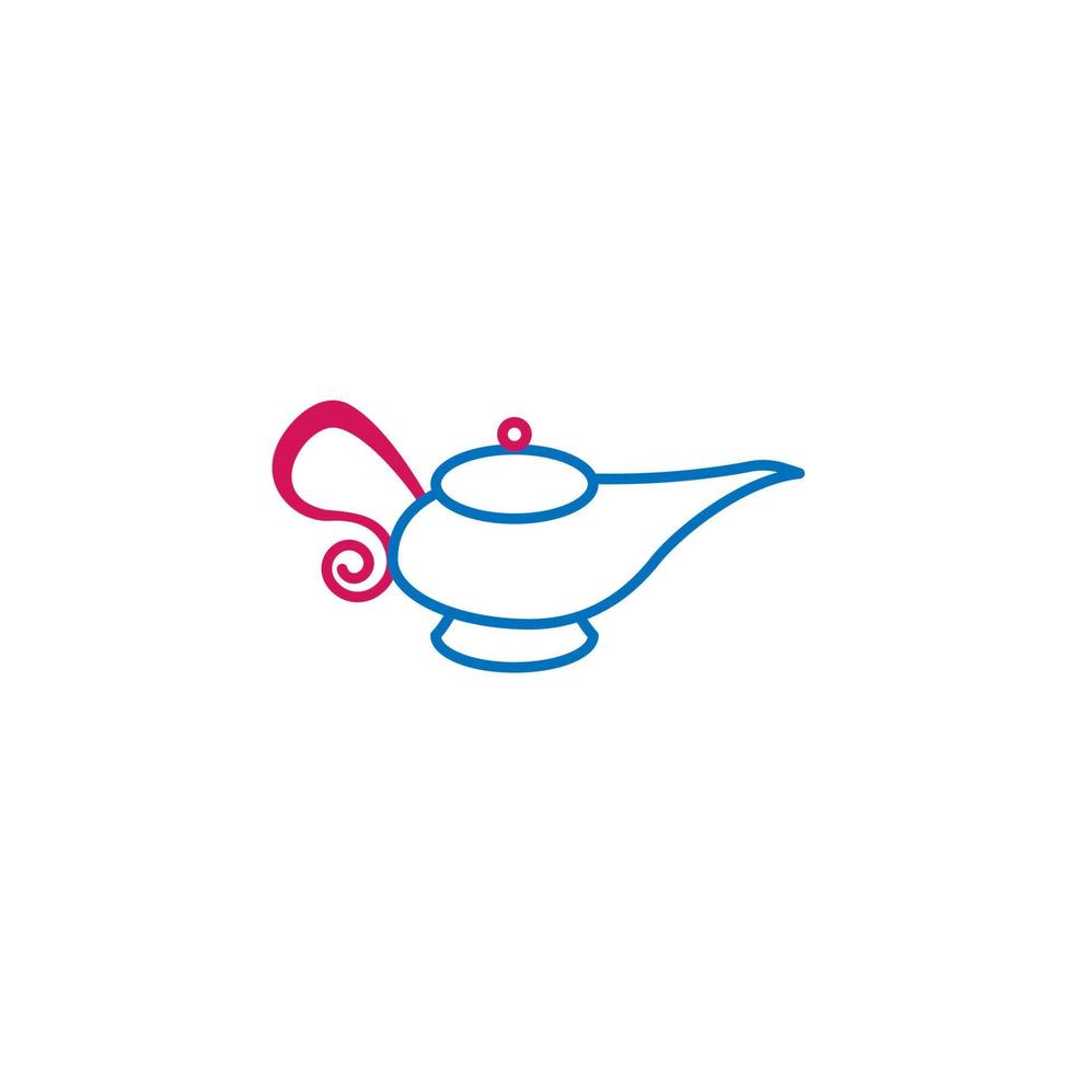 Islam, genie lamp 2 colored line vector icon