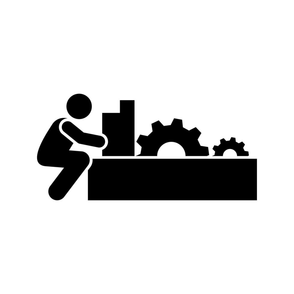 Machinery, factory, assembly, man, job vector icon