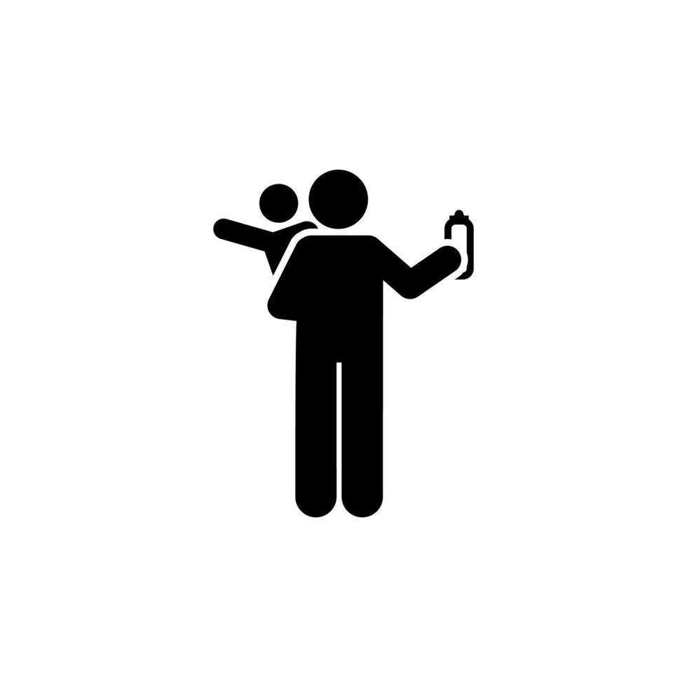 Baby, crying, milk, father vector icon