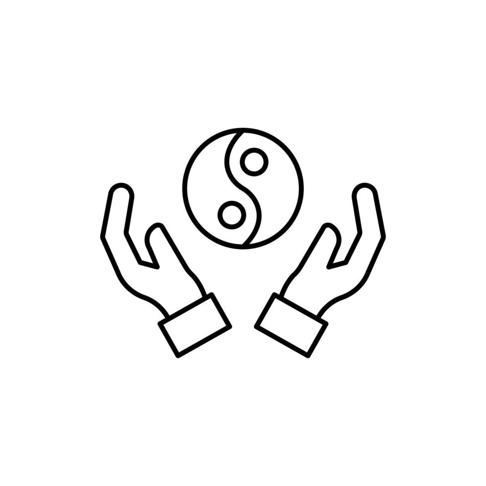 Ying yang, hands hold vector icon