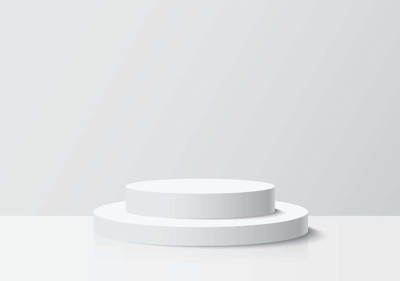 White cylinder stage pedestal podium with background. Use for product display presentation, showcase, mock up. vector