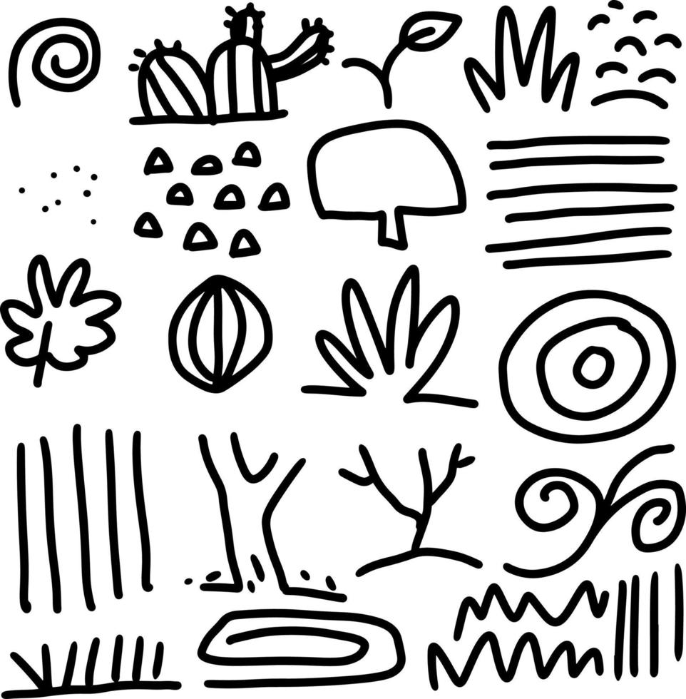 doodle hand drwan botanical element vector