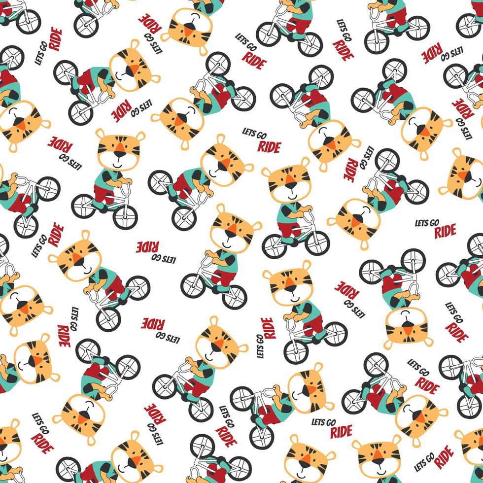 Cute animal riding a bicycle. Trendy children graphic. Vector illustration