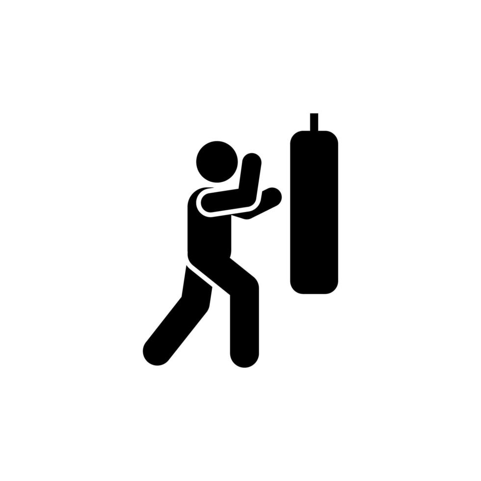 patada boxeo hombre aptitud gimnasio con flecha pictograma vector icono
