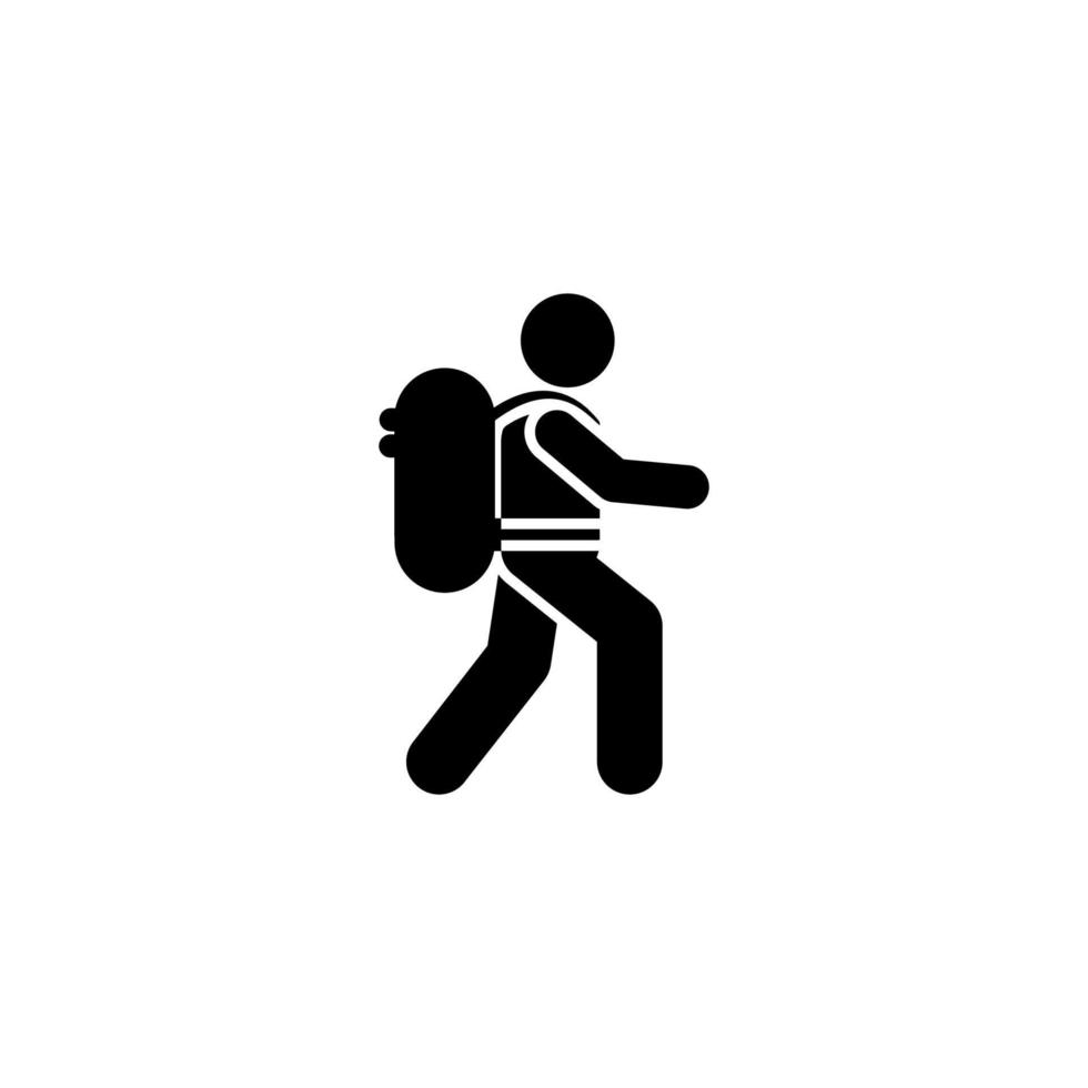 Man adventure backpack vector icon