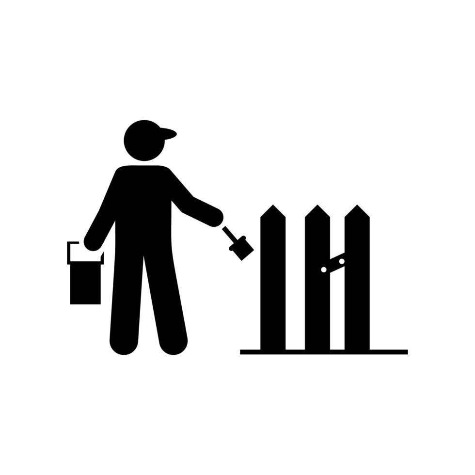 Fences, garden, man vector icon