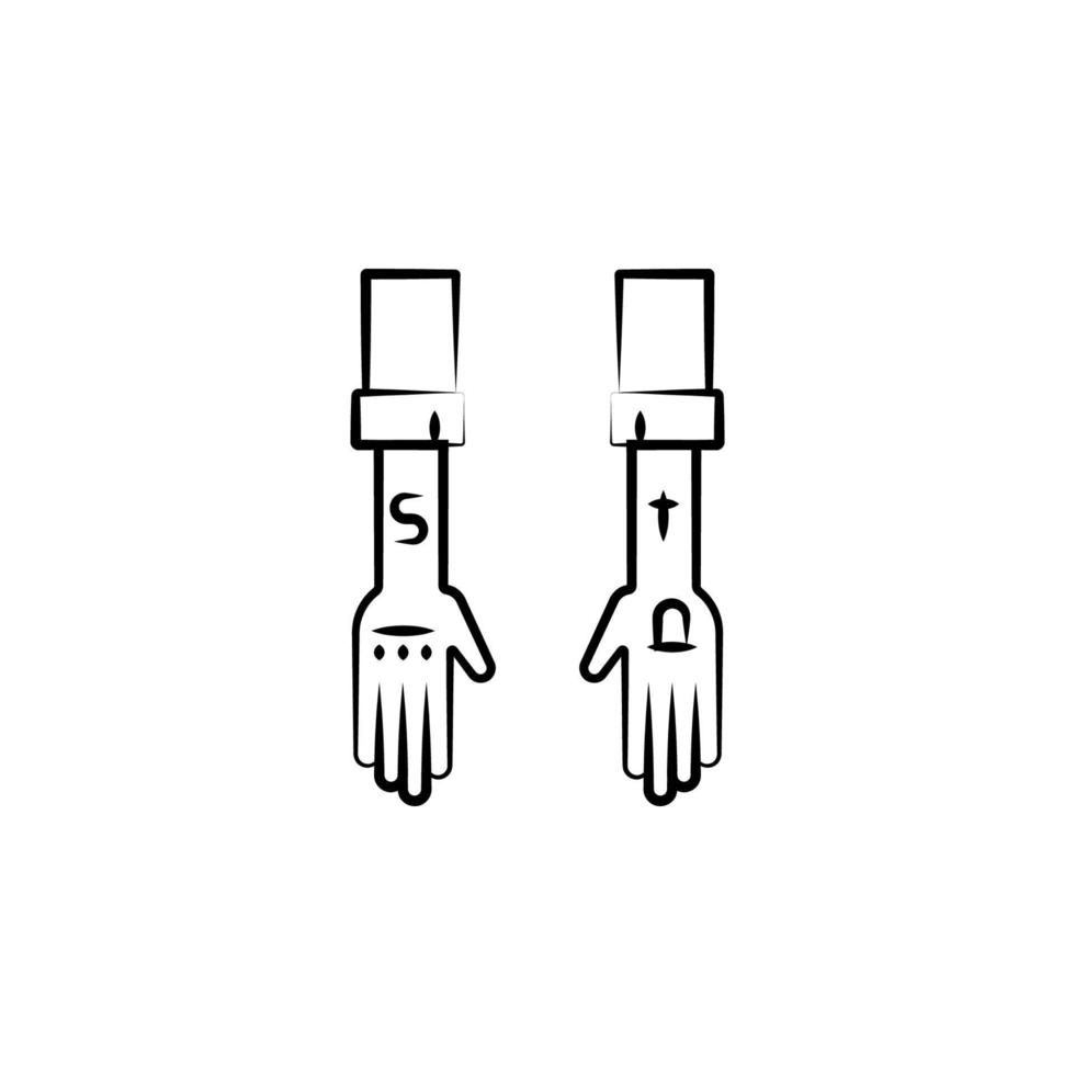 criminal, gang, hand tattoo vector icon