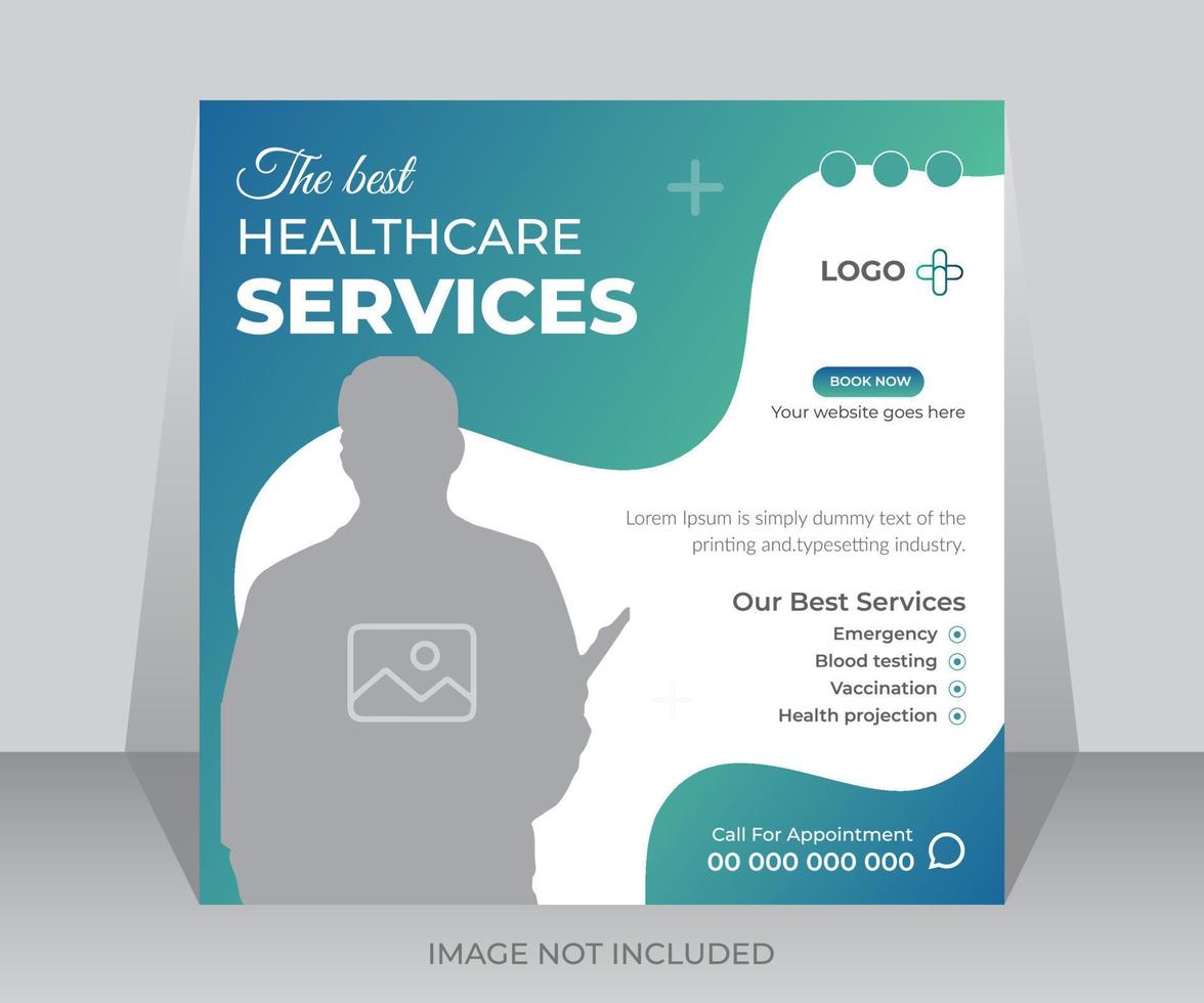 Medical Social Media Post Design Template, Healthcare Hospital Social Media Banner Template. vector