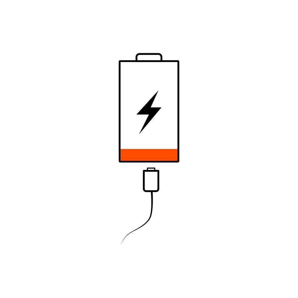 Battery charging icon on white background. vector